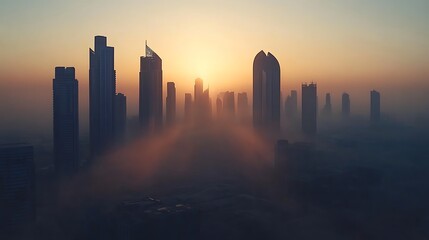 The Abu Dhabi Skyline Bathed in the Soft Light of Sunset