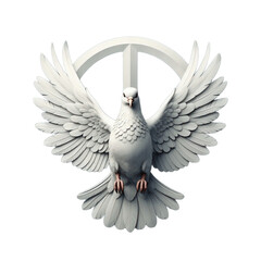 Obraz premium White dove of peace symbolizing harmony, freedom, and hope. Ideal for humanitarian projects, social campaigns, and designs promoting unity and non-violence
