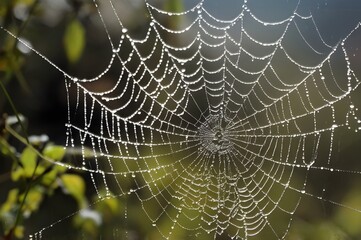 spider web with dew drops