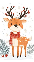 Fototapeta premium Cute Deer Christmas Art