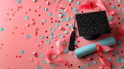 Éxito y logro: Símbolos de graduación y nuevos comienzos