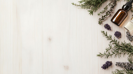 Creating natural essential oil blends at home diy workshop aromatherapy relaxing environment top-down view wellness concept