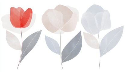 Obraz premium Abstract Floral Design with Red and Soft-Colored Flowers