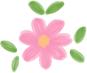 Illustration of a small Pink Daisy flower blooming
