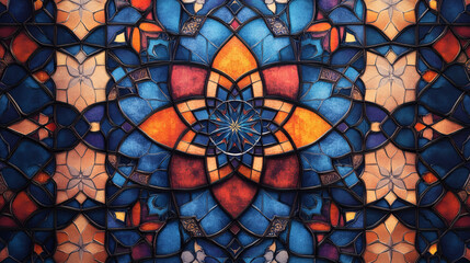 Intricate Stained Glass Pattern in Jewel Tones