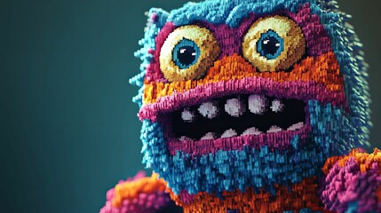 Colorful Voxel Monster Digital Art Design