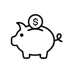 Obraz premium Minimalist piggy bank icon with a coin, symbolizing savings, financial security, and personal wealth management. A perfect design for banking, finance education, and budgeting applications.