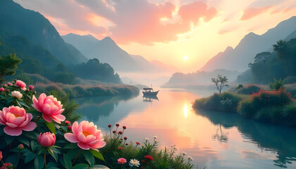 sunrise in the mountains