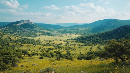 Fototapeta premium A serene and picturesque landscape with rolling hills
