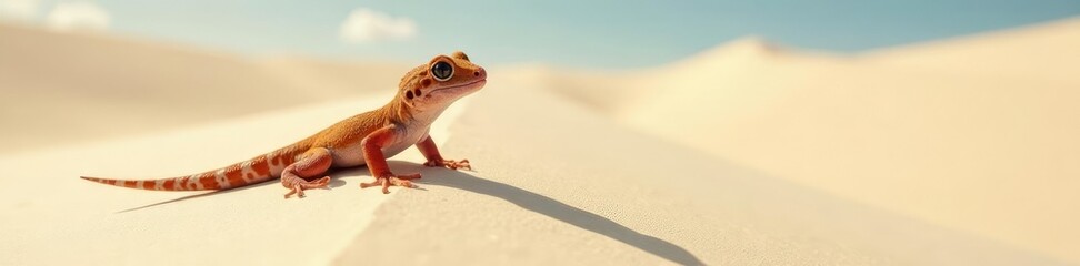 Obraz premium Geckos qui r?dent sur les dunes de sable blanche, sable, dune