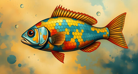 abstract fish illustration with colorful