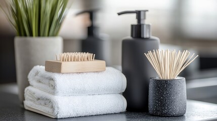 Bathroom Accessories, Towels, and Plants
