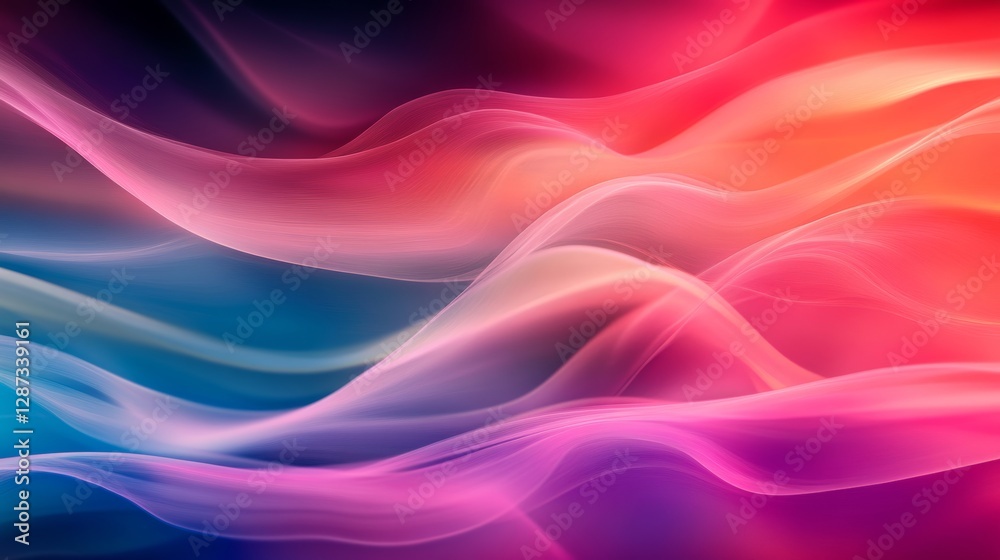 Aufkleber abstract colorful waves of light with gradient shades of pink, purple, and blue creating a smooth fl