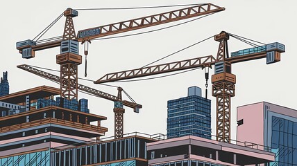 City construction pop art comic style