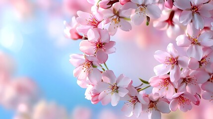 Fototapeta premium Pink Cherry Blossom Floral Spring Circle - Soft