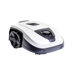 A Modern Robotic Lawn Mower with Sleek Design Isolated on Transparent Background