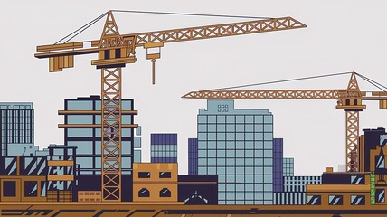 City construction pop art comic style