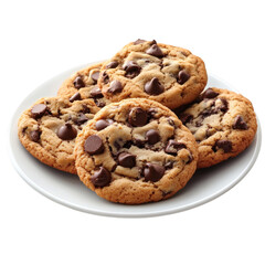 A Fresh Batch of Chocolate Chip Cookies Isolated on Transparent Background