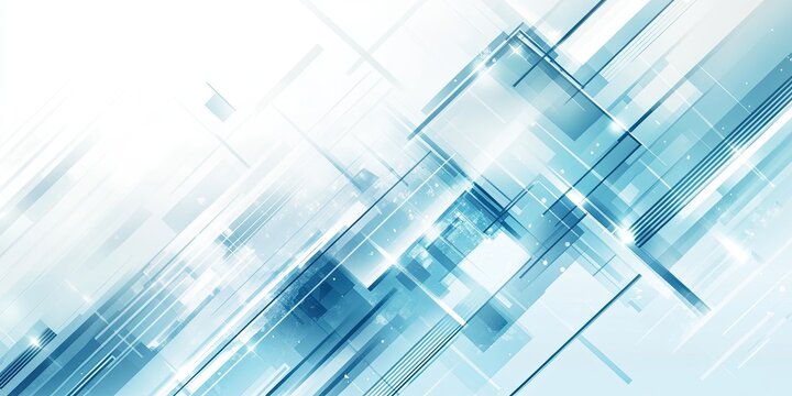 Abstract geometric shapes, light blue and white, intersecting lines, digital art