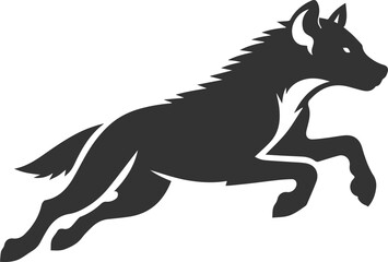 A hyena running at full speed, legs stretched out animal silhouette vector