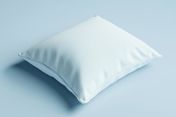 Naklejka premium An isolated square pillow rests on a soft light blue surface