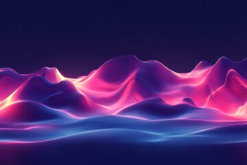Abstract Neon Landscape: Vibrant Pink and Blue Hills