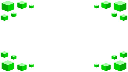 Abstract Green Cubes Shapes on White Background – Geometric Corner Vector Design