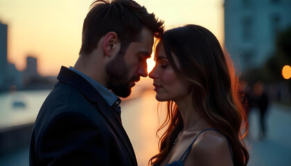 Naklejka premium young couple kissing