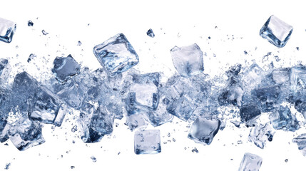 melting ice cubes isolated on white background
