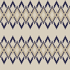 Neutral Colour Argyle Fair Isle Seamless Pattern Design