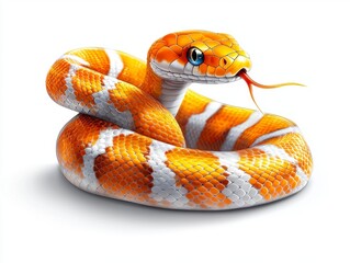 Fototapeta premium Captivating orange snake displaying vibrant colors in a studio environment realistic artwork perspective