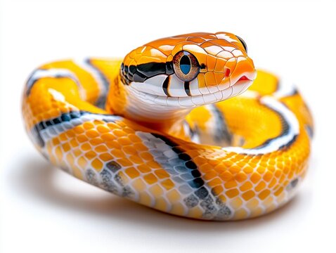Captivating yellow python exotic habitat wildlife photography studio setting close-up view serpent beauty