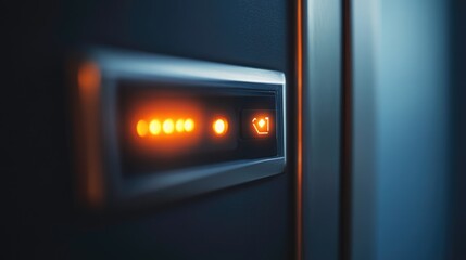Naklejka premium Illuminated Control Panel: Amber Lights and Symbol Indicate Status