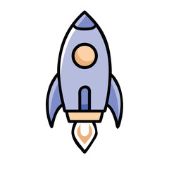 Rocket Cartoon Space Exploration Icon