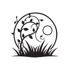 Obraz premium Round Floral Vine Icon Silhouette Vector | Nature Art & Illustration