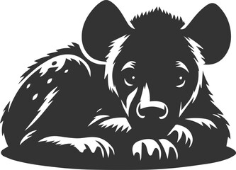 A hyena lying down, resting its head on its front paws animal silhouette vector