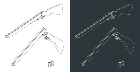 Double-barreled hunting shotgun blueprints