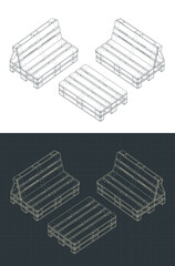 Pallet furniture isometric blueprints