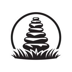Stone In Grass Icon Vector Illustration