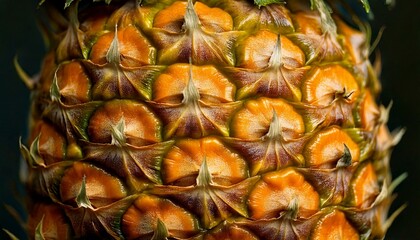 Fototapeta premium Detailed macro shot of a ripe pineapple’s textured golden skin