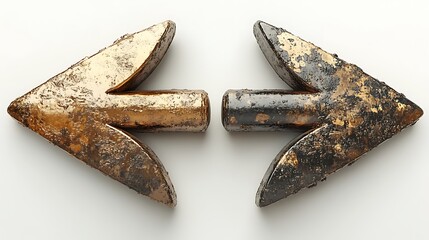 Contrasting Arrows on White Background