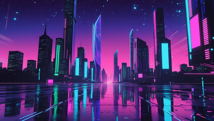 cool futuristic retrowave background, by generative ai