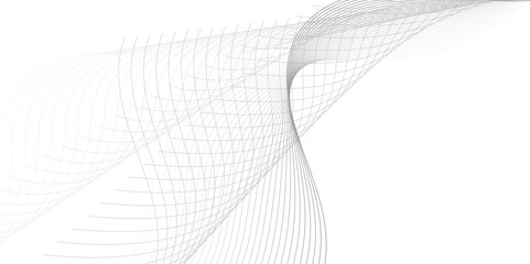 Abstract digital smooth white and grey curve wavy lines wave graphic thin white background design.
