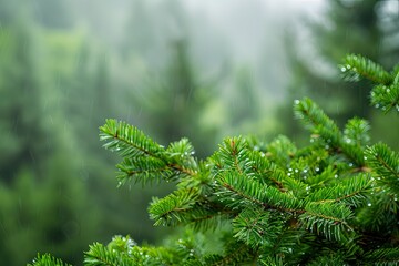 Vibrant Image of Evergreen Coniferous with Blurred Background
