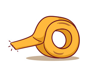 Insulating adhesive tape cartoon illustration. Stationary back to school concept design. Hand drawn flat style vector.