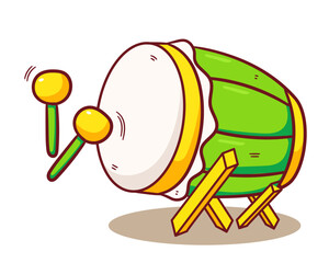 Bedug moslem drum cartoon. Religion holiday concept design. Vector illustration.