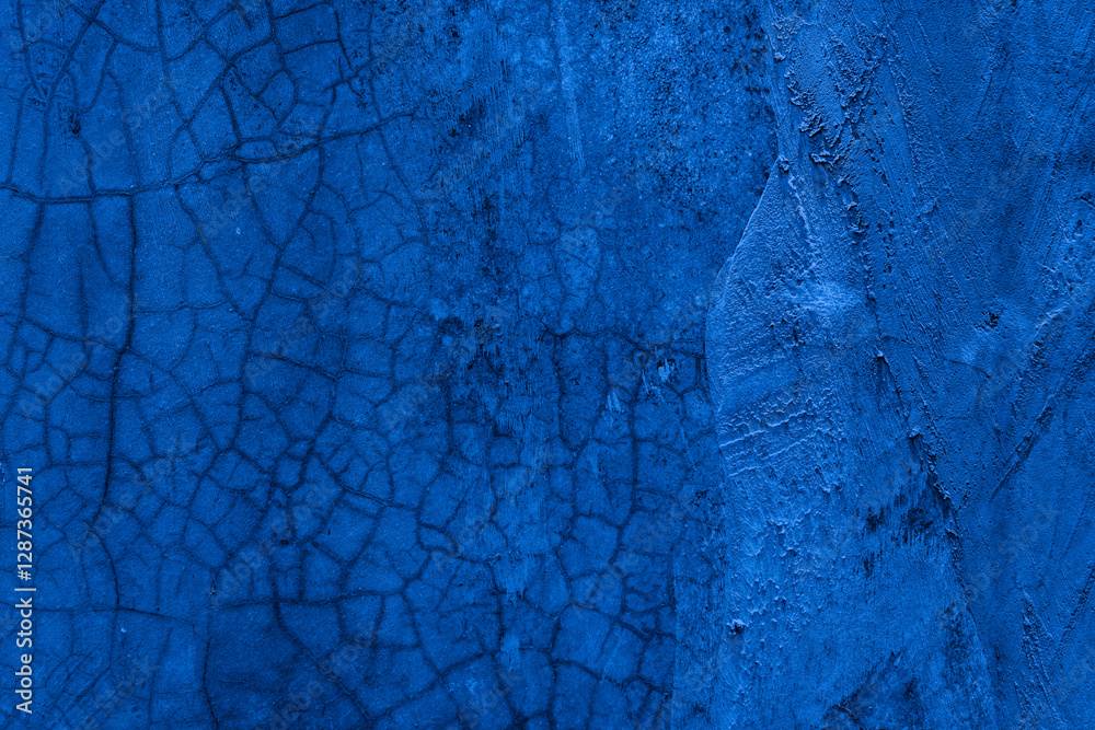 Aufkleber Old wall pattern texture cement blue dark abstract  blue color design are light with black gradient background.