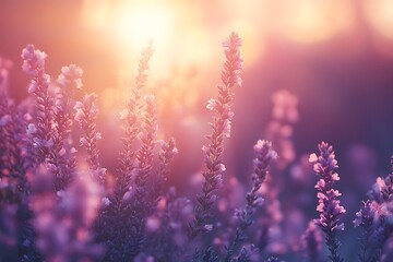 Sunset Lavender Field Bloom, Summer Idyll