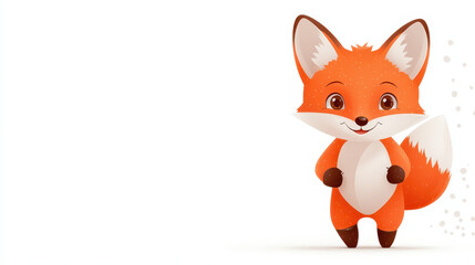 Obraz premium cheerful cartoon fox cub with friendly expression and fluffy tail