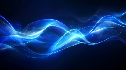 Fototapeta premium Dark blue abstract technology background with ultraviolet neon glow featuring blurry light lines and smooth flowing waves for futuristic digital designs, high-tech presentations, and modern sci-fi aes